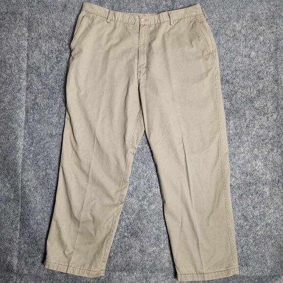 Woolrich Golf Pants Men 40x30 Khaki Flannel Lined Trouser Cotton Flat Front 1917 - Picture 1 of 6